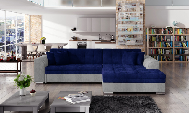Modern sarok kanapé Smile szürke / kék