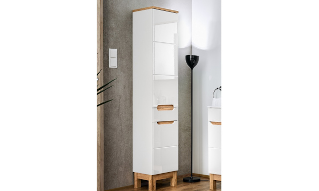 Brela fürdőszoba szekrény magas wotan / fehér fényű