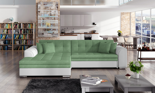 Modern sarok kanapé Smile fehér / zöld