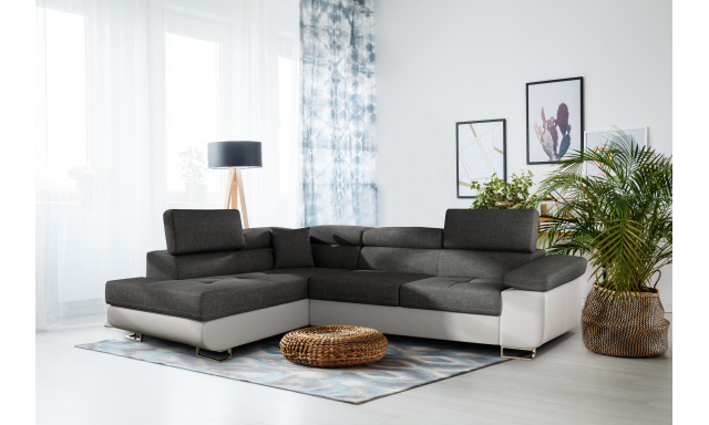 Modern sarok kanapé Andorra, fehér/szürke
