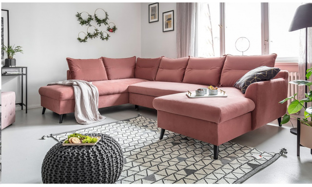 Skandináv stílusú kanapé Sponge U, pink