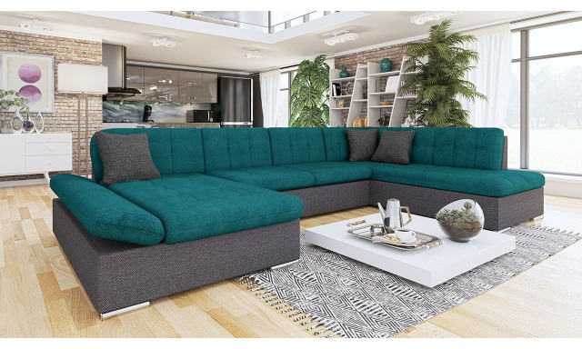 Luxus kanapé U alakú Batumi, szürke / zöld