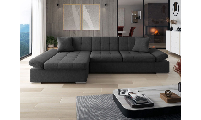 Modern sarok kanapé Malaga, fekete