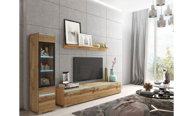 Modern nappali fal Vafo, wotan + LED háttérvilágítás