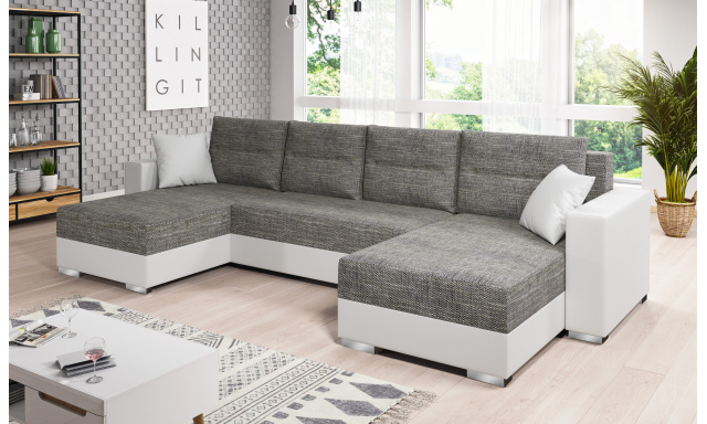 Modern kanapé U alakú Murcia, fehér/szürke