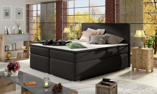 Modern dobozrugós ágy Dione 180x200, fekete