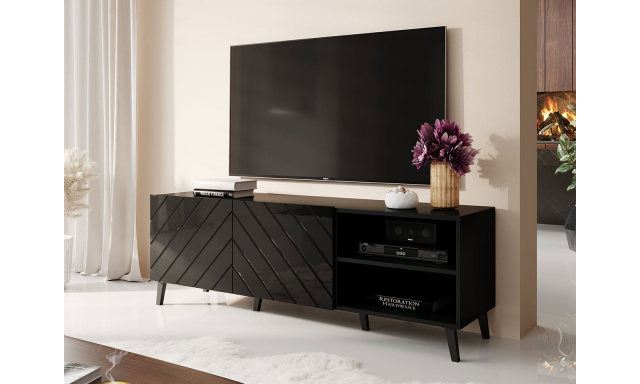 Italy modern TV-asztal 150 , fekete/fekete fényű