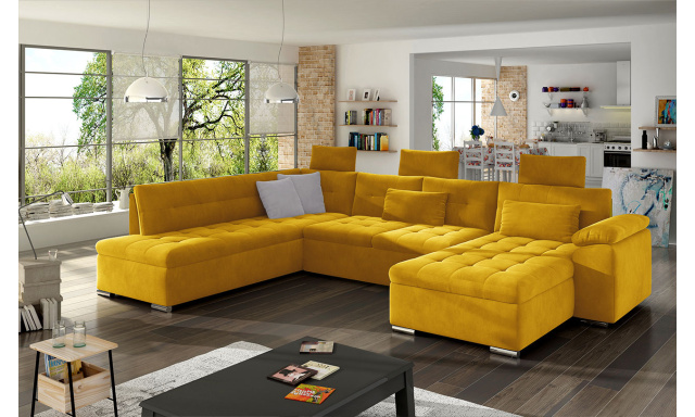 Fényűző kanapé U alakú Paramo, sárga Uttario Velvet