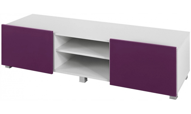 Ordia TV stolek 2D bílá/fialový lesk