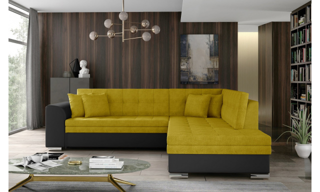 Modern sarok kanapé Presta fekete / sárga