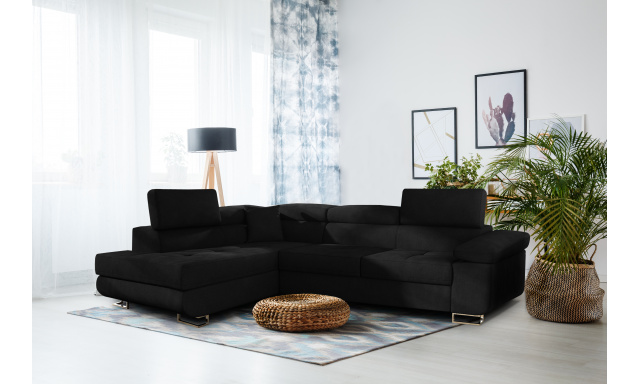 Modern sarok kanapé Andorra, fekete Soro