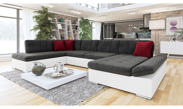 Luxus kanapé U alakú Batumi, fehér / sötétszürke