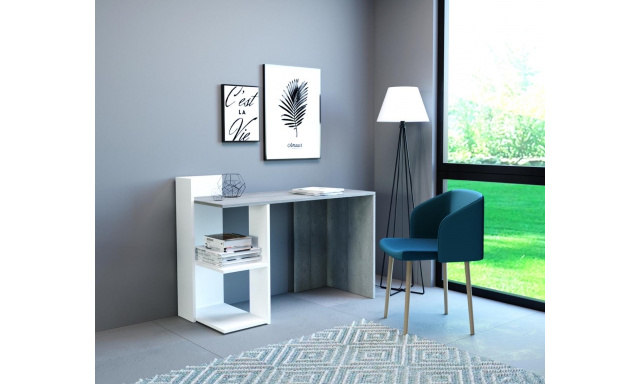 Olcsó PC asztal Porto 1, beton / fehér