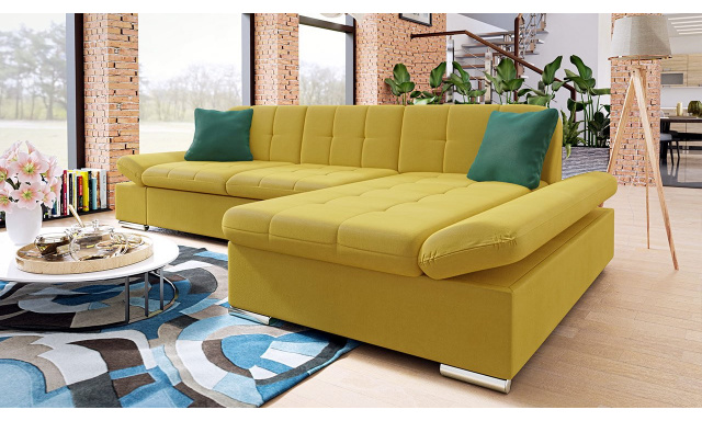 Modern sarok kanapé Malaga, sárga Prestige