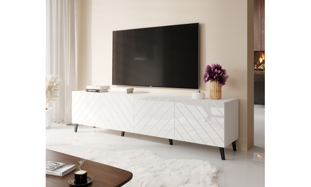 Italy modern TV-asztal 200, fehér / fehér fényű