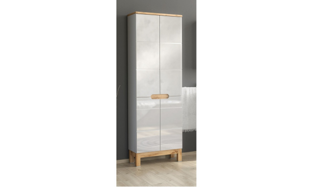 Brela fürdőszoba szekrény magas 2D, wotan / fehér fényű