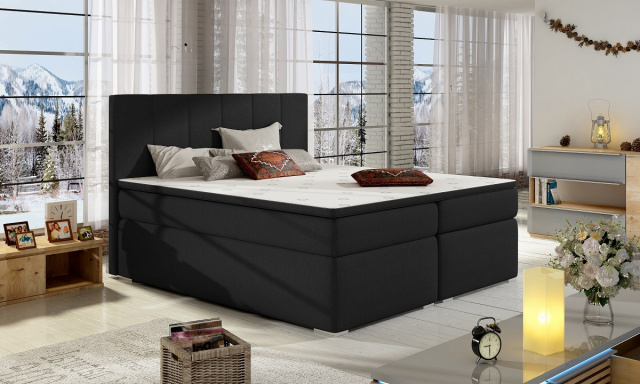Modern dobozrugós ágy Brano 180x200, fekete