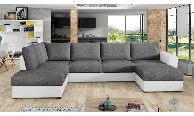 Modern U-alakú kanapé Vrena, fehér/szürke
