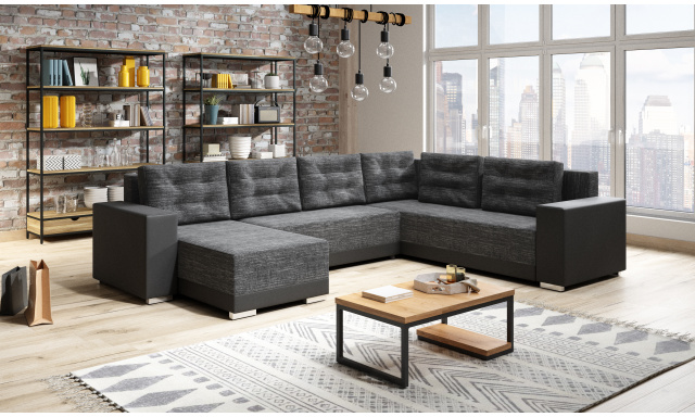 Modern kanapé U alakú Adige, fekete