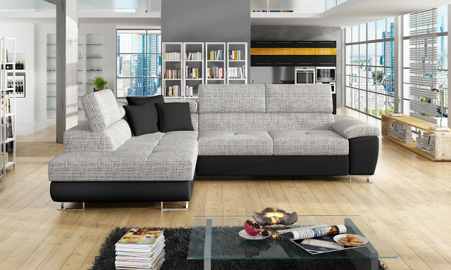 Fényűző kanapé Fahéj fekete/szürke